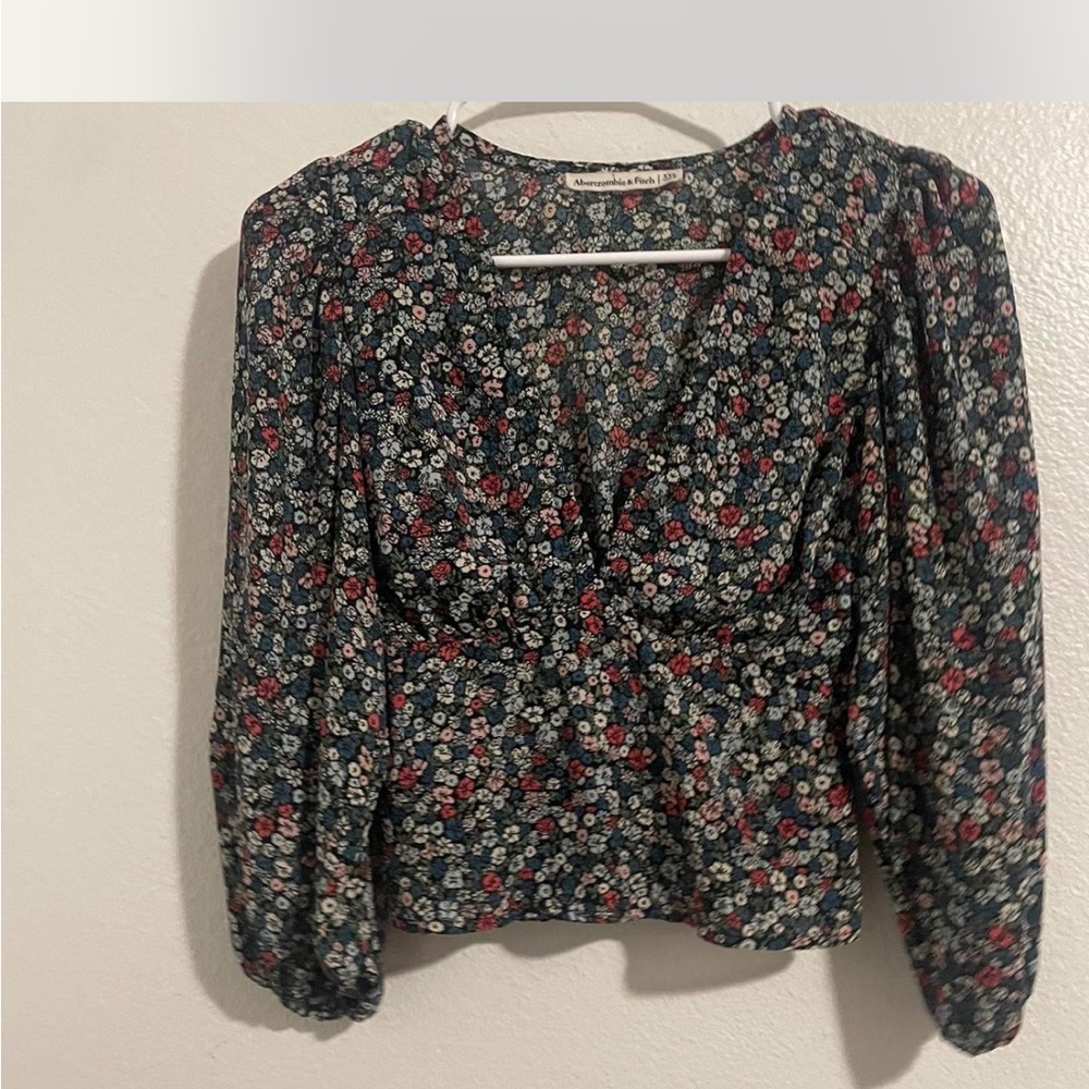 Abercrombie & Fitch Floral Blouse - Black and Red